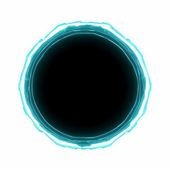 Circular Frame with Glowing Blue Outline Isolates Black Center on White Background