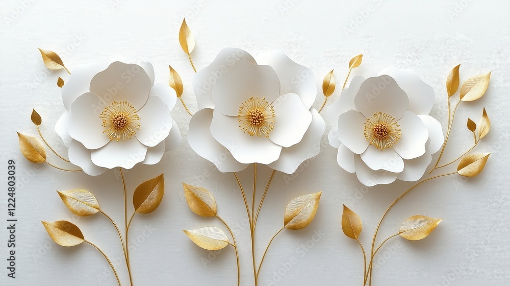 Aufkleber elegant white paper flowers against a textured background creating a serene atmosphere for various d