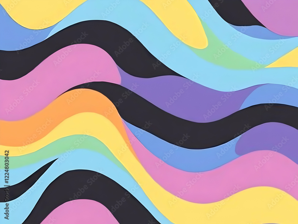 Poster abstract background with colorful wavy shapes and smooth transitions