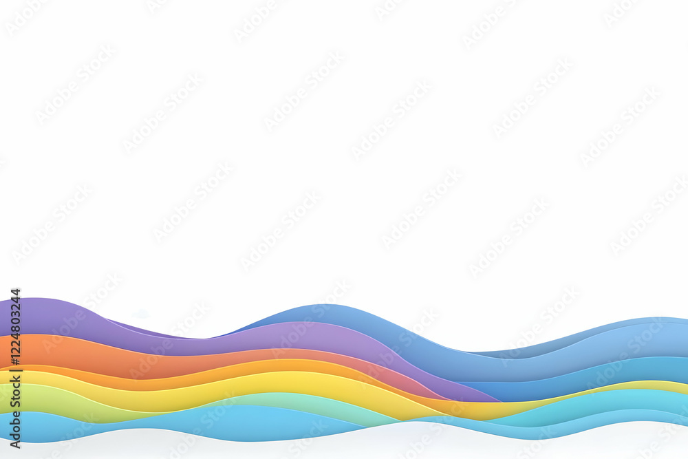 Poster abstract 3d rainbow waves background creates a colorful flowing design