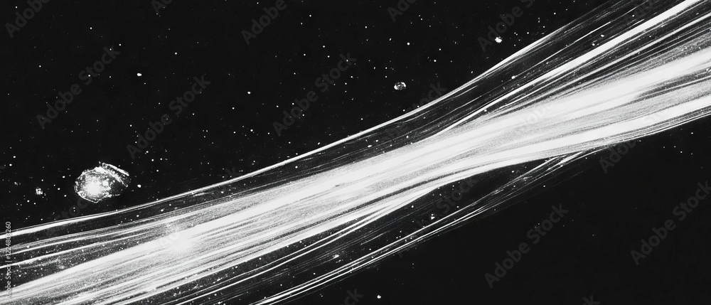 Poster Dusty streaks and light trails create a textured background for messages in a dark setting