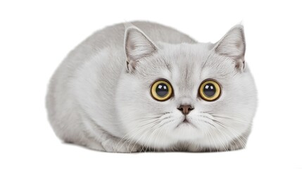A Burmilla Cat with a Shiny Silver Coat and Expressive Eyes, Stunning Features, Isolated on White Background, Perfect Stock Photo for Cat Lovers and Elegant Pet Portraits