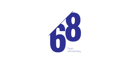 68 Years Anniversary Celebration Card. Minimalist Design Celebrating Sixty-Eight Years Anniversary.