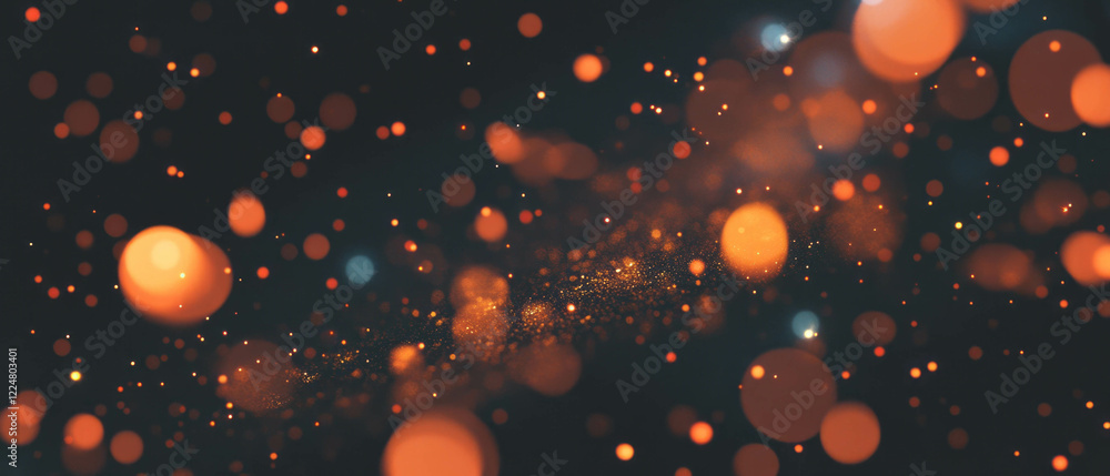 Poster Dusty texture background with scattered light effects and space for text on black surface