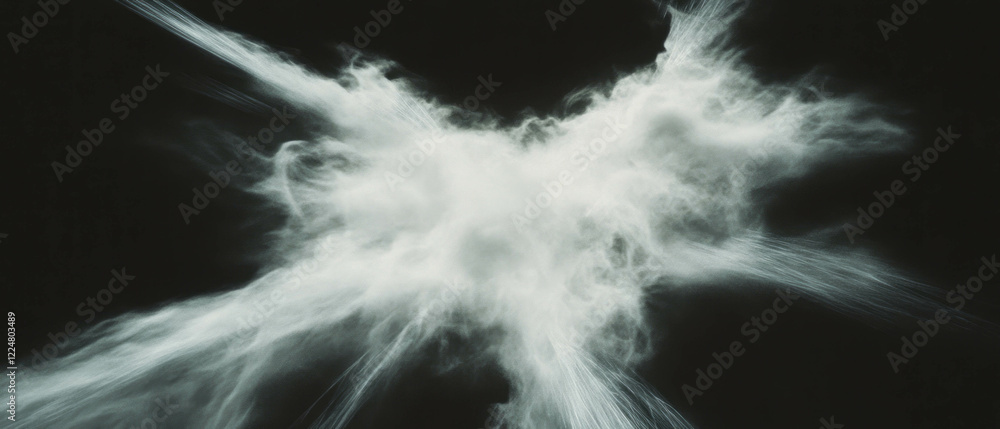 Poster dynamic light bursts create a striking visual effect against a black background
