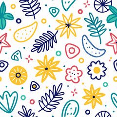 Colorful floral and leaf seamless pattern. (4)
