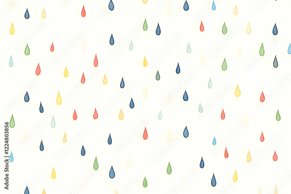 Poster colorful raindrops pattern creates a cheerful background design for various creative projects.
