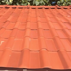 Terracotta Roof Tiles: A Close-Up View of Interlocking Roof Shingles