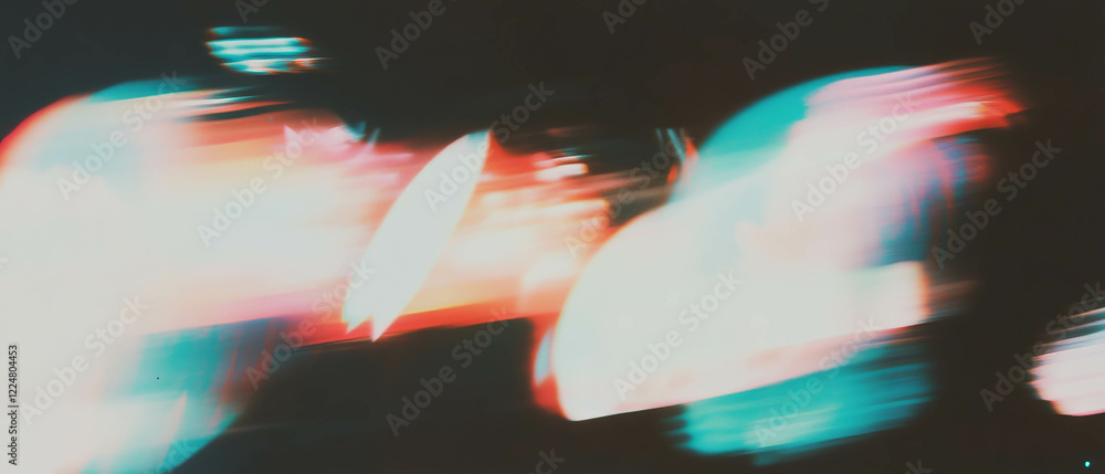 Poster color aberrations and distortions create dynamic film overlay on dark background