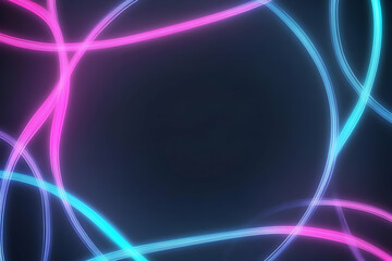 Fototapeta premium Abstract Neon Lights Background Creates a Dynamic and Vibrant Design with Intertwined Glowing Lines in Pink and Blue on Dark Background