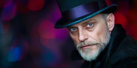 Obraz premium Portrait of a man wearing a top hat.