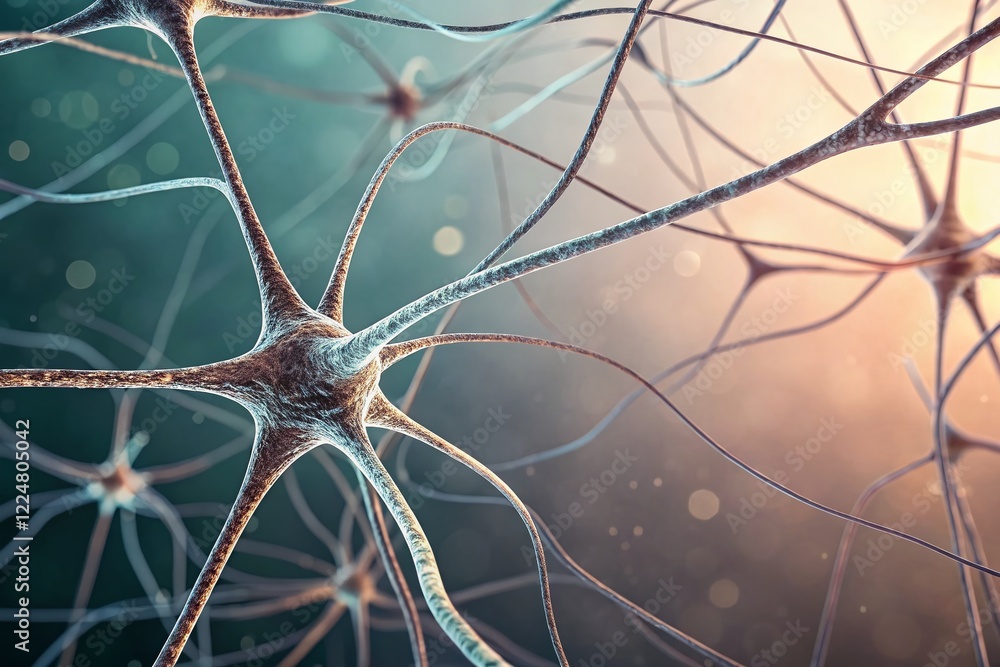 Poster minimalist microscopic neuron network: abstract representation of nervous system complexity