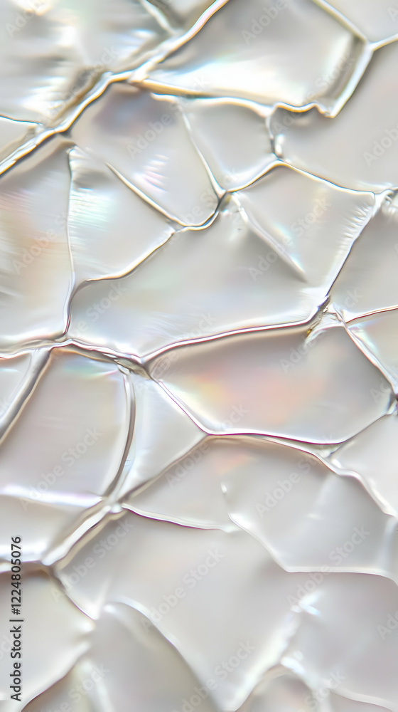 Poster abstract white iridescent textured surface forms an intricate and glimmering pattern