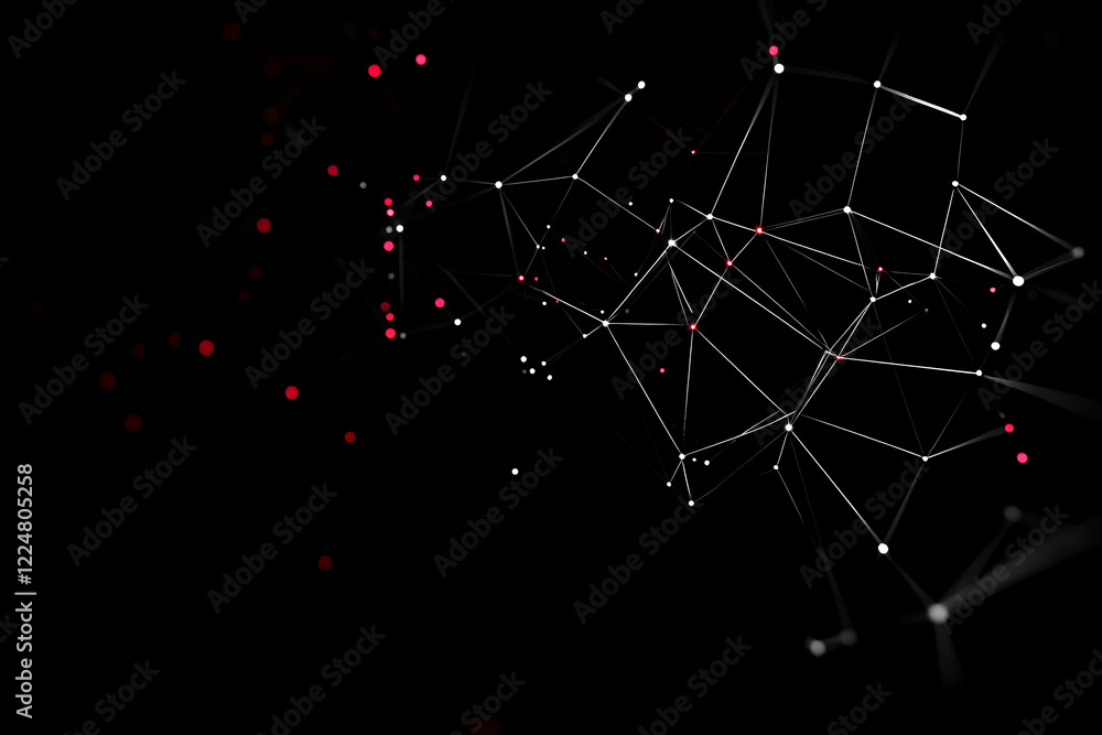 Poster abstract 3d network forms complex interconnections dynamically on a dark background