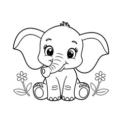 Obraz premium elephant with flower drawing for toddlers book