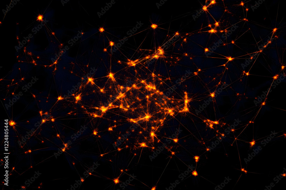 Leinwandbilder abstract background with network of glowing particles forms intricate web of connections