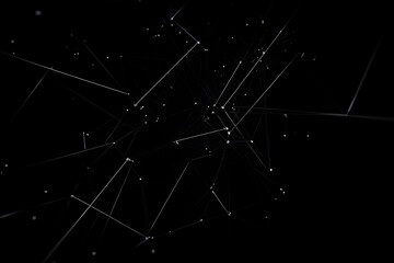Abstract 3D Network Structure Connects Nodes Elegantly in a Dark Background