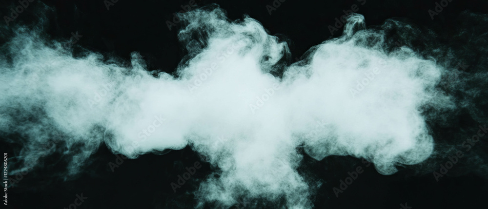 Poster fine dust particles create a textured overlay on a dark background