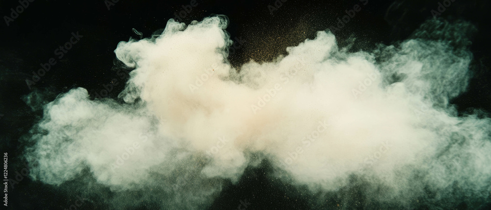 Poster Fine dust particles create a textured overlay on a dark background with an empty center space