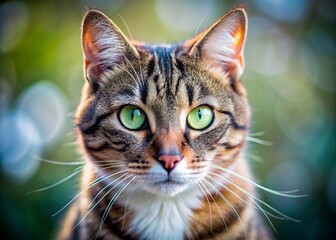 Minimalist Outdoor Cat Photography: Focused Feline in Nature