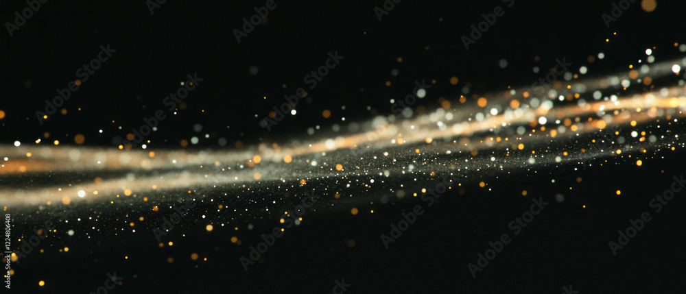 Poster Floating confetti slowly descends through a dark backdrop creating a whimsical atmosphere