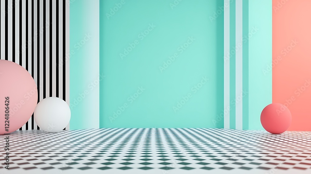 Poster colorful abstract background with geometric shapes and textured floors for modern design projects