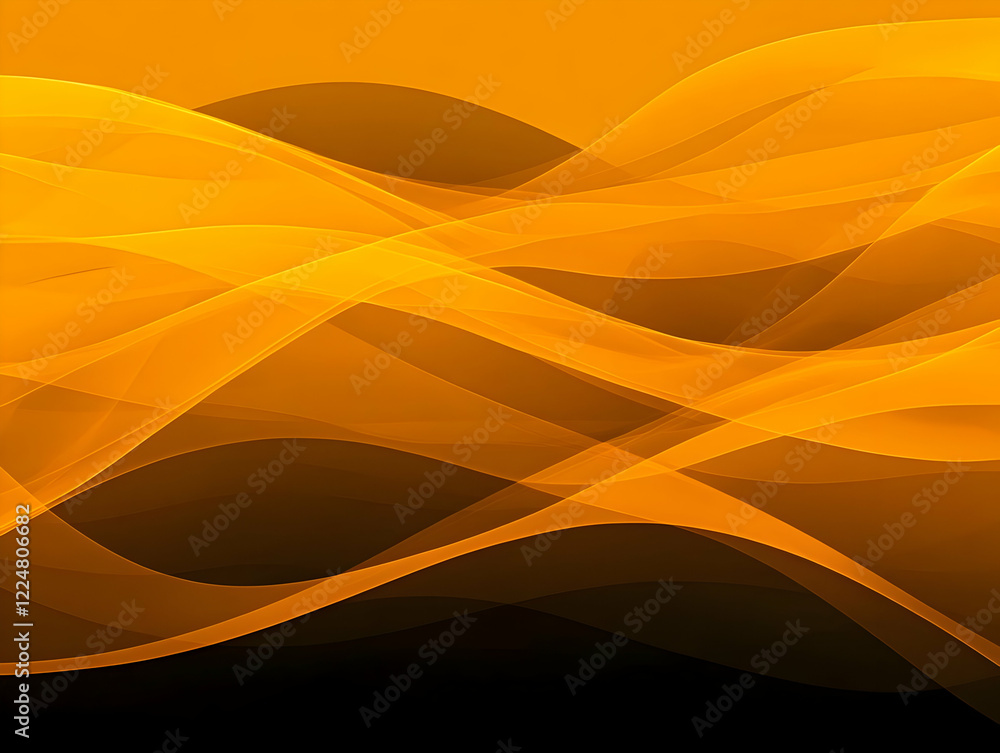 Poster abstract orange waves flowing smoothly across a dark background, creating a dynamic visual