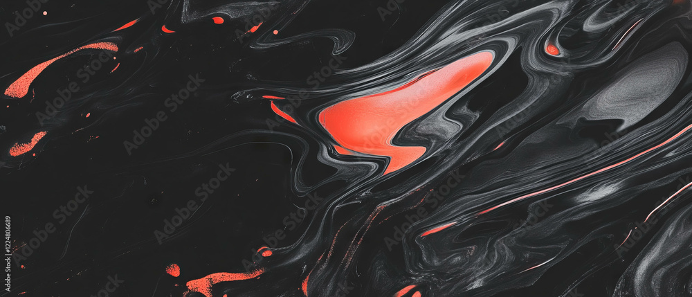 Poster Intricate fractal patterns blend abstract shapes and organic designs against a dark backdrop