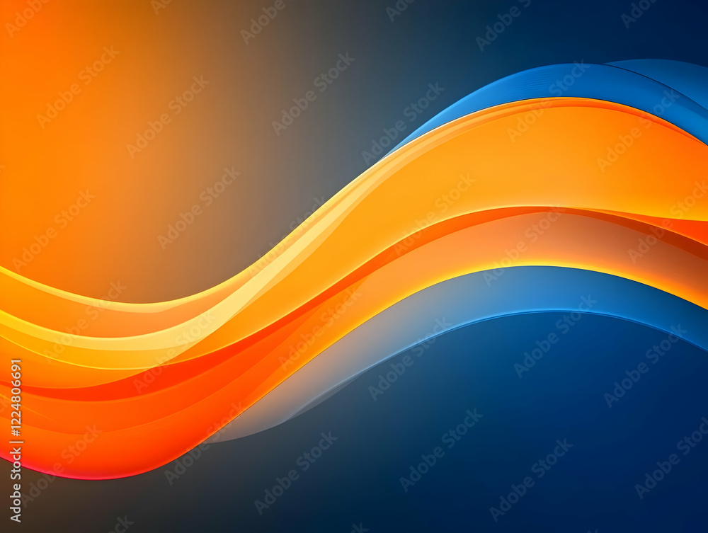 Poster abstract background creates flowing waves of orange and blue in a smooth gradient