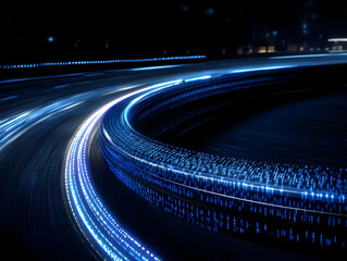 Abstract Circular Data Stream Flows Seamlessly in Dark Cyberspace Background