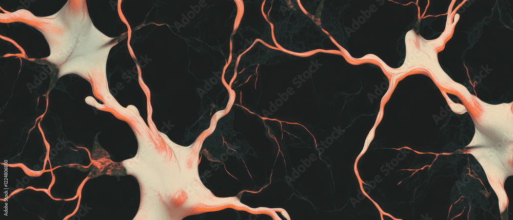 Fototapete fractal texture showcasing intricate branching structures against a dark background