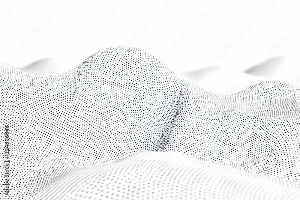 Poster abstract 3d dotted landscape forms a rolling terrain with intricate patterns