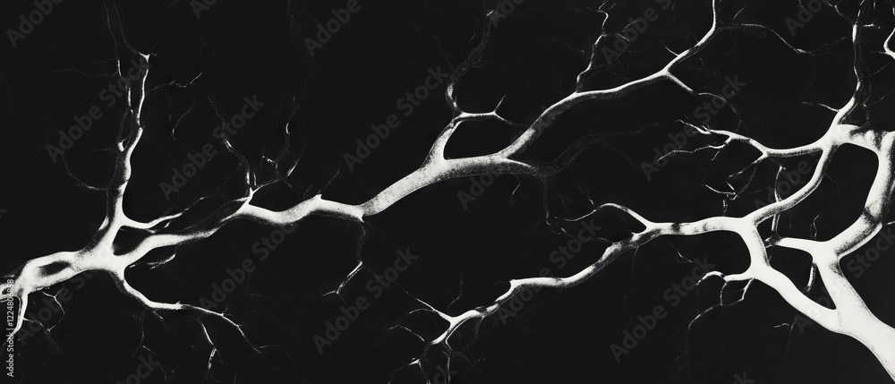 Aufkleber Fractal texture with branching structures resembling natural growth patterns on black background