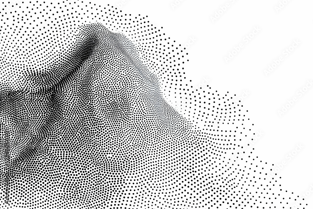 Poster Abstract Dotted Wave Pattern Forms Dynamic Visual Effect on White Background