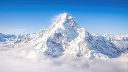 Obraz premium Majestic Himalayan peak above clouds; adventure travel