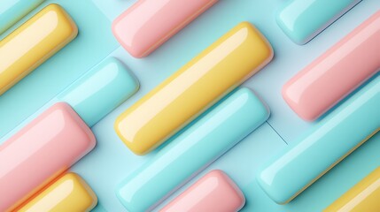 Fototapeta premium Colorful Abstract Background with Glossy Rectangles in Pink, Yellow, and Blue Shades for Modern Designs