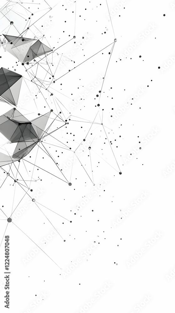 Poster abstract background connects dots and triangles seamlessly with dynamic lines and particles