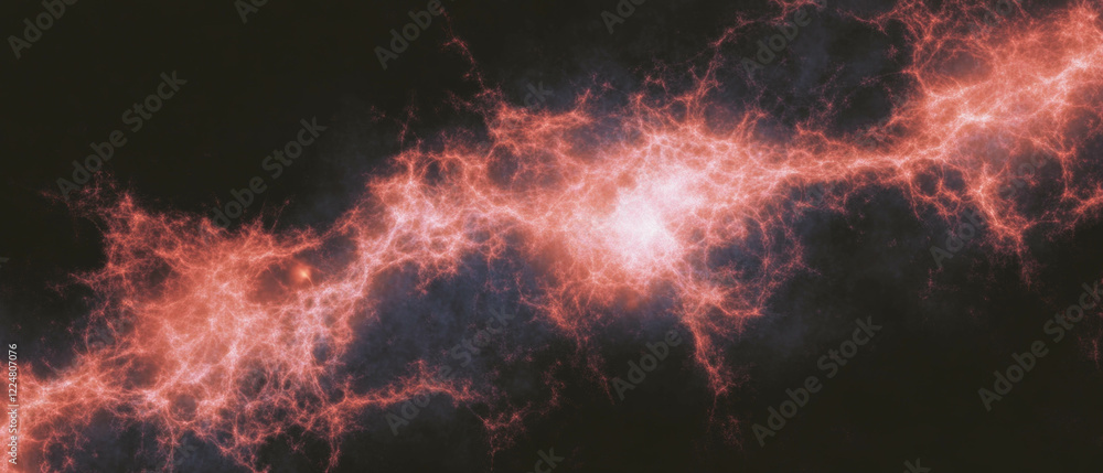 Poster Fractal texture with dark background creating a dramatic and high-contrast effect