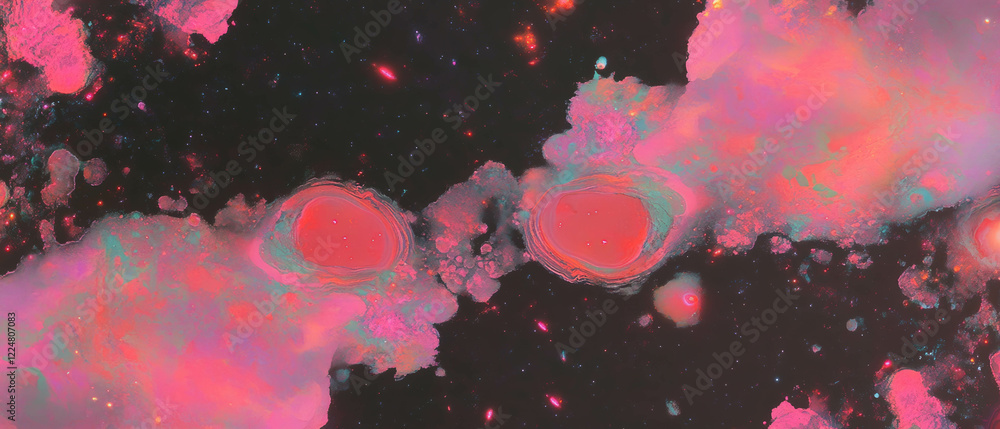 Poster Fractal texture with cosmic patterns displaying celestial beauty on a dark background