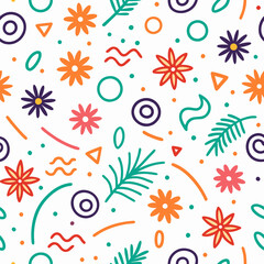 Colorful floral and geometric seamless pattern. (16)