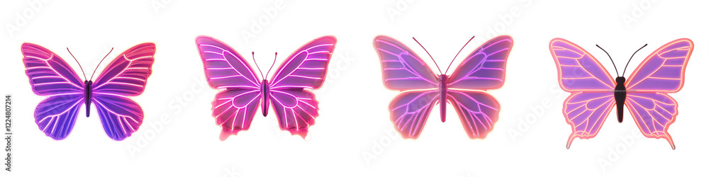 Poster a collection of colorful and dynamic butterfly graphics in varying shades patterns and designs these