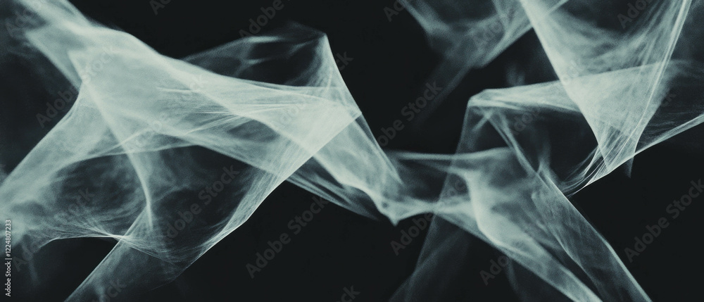 Poster intricate fractal texture with geometric art style on a deep black background
