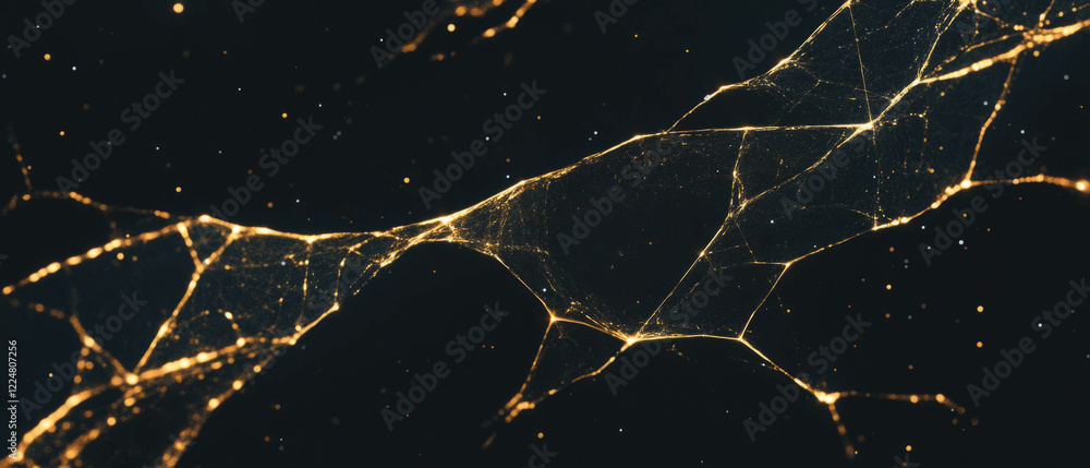 Aufkleber Geometric fractal overlay texture with precise lines on a black background