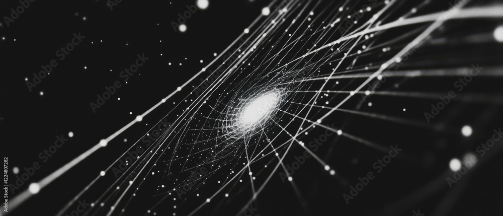 Aufkleber Intricate fractal patterns and geometric lines create a stunning overlay on a black background