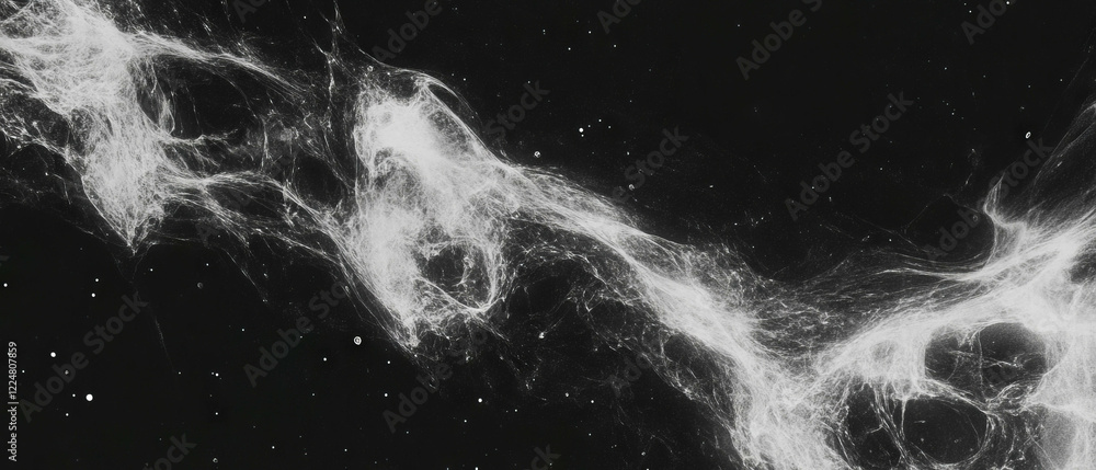 Poster Fractal overlay texture in monochrome against a black background for visual impact