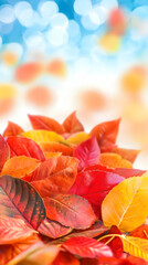 Vibrant Autumn Leaves Create a Colorful Display Against a Soft Bokeh Background Beautifully