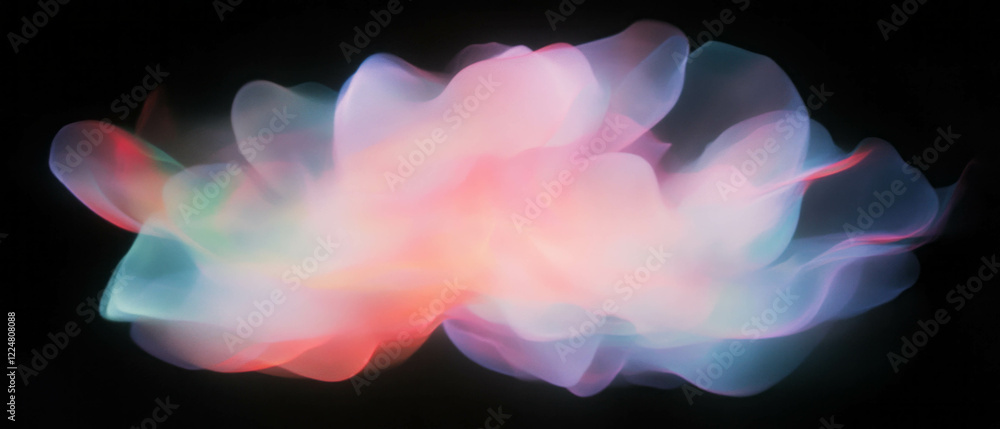 Poster fractal overlay texture with pastel colors on a black background creating a gentle look