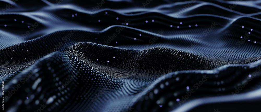 Poster Fractal overlay texture with intricate patterns and sharp focus on black background