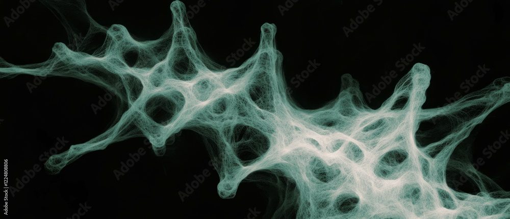Poster swirling fractal texture with dynamic movement against a black backdrop