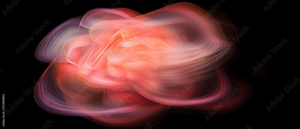 Poster Dynamic and energetic fractal texture with swirling spirals on a dark background